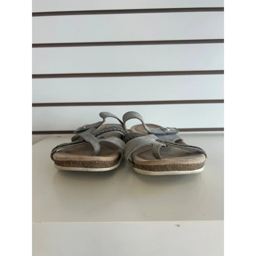 Earth Origins Bosk‎ Brent Leather Adjustable Comfort Slide Sandals Pearl Blue 9M - Picture 3 of 10